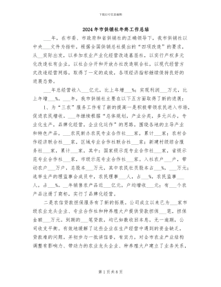 2024年市供销社年终工作总结