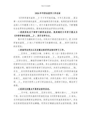 2024年市侨法宣传工作总结