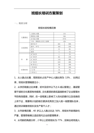 班组长培训方案