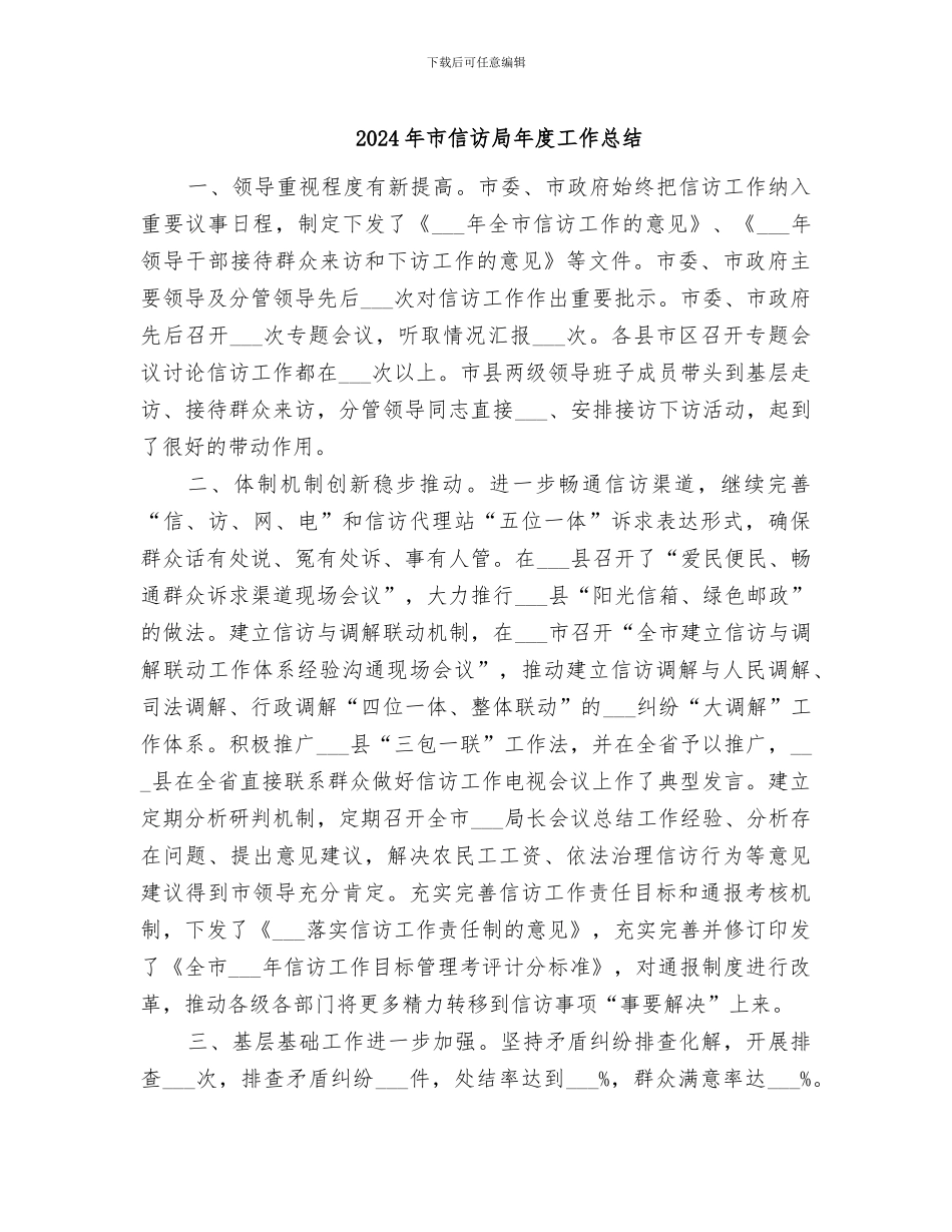 2024年市信访局年度工作总结_第1页