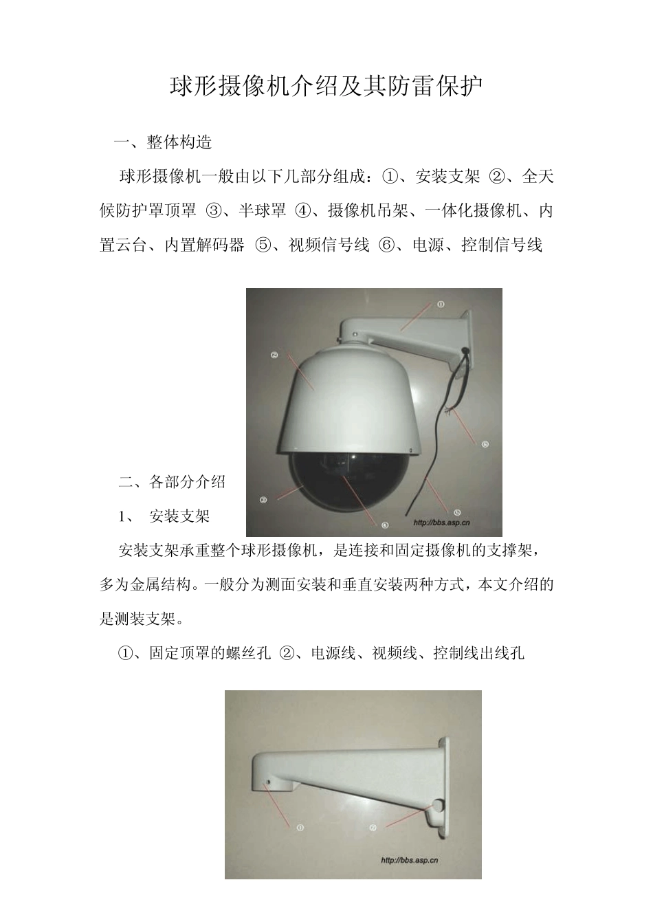 球形摄像机介绍及其防雷保护_第1页
