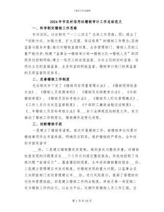 2024年市农村信用社稽核审计工作总结范文