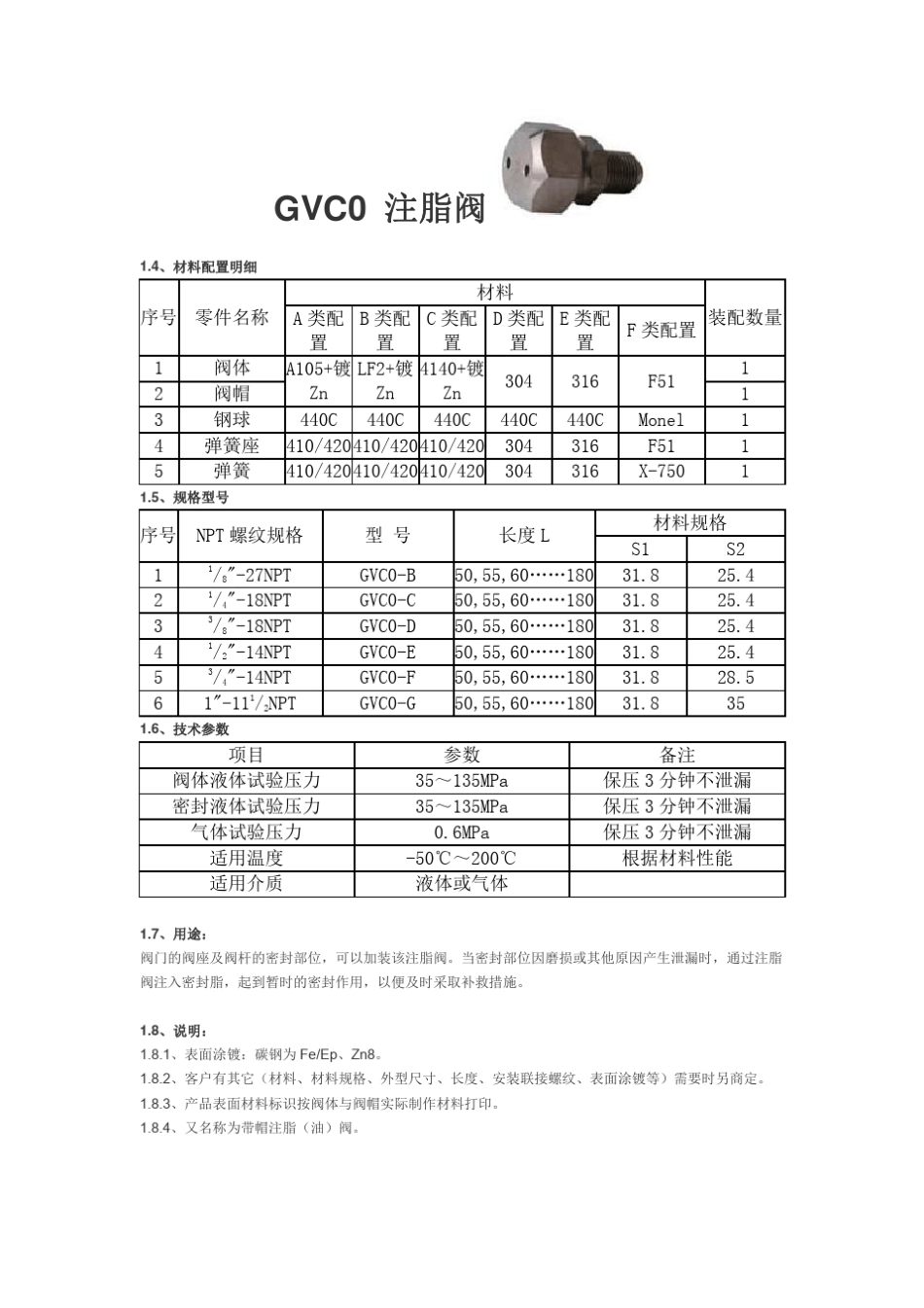球阀配件(注脂阀、单向阀、排污阀、螺堵)样本_第2页