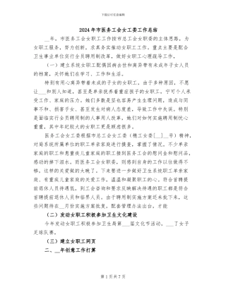 2024年市医务工会女工委工作总结