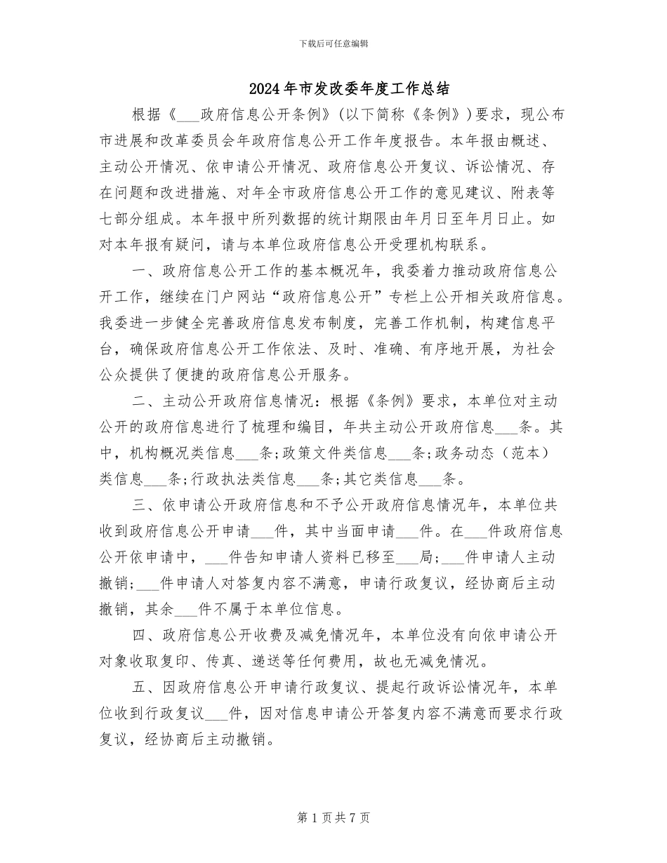 2024年市发改委年度工作总结_第1页