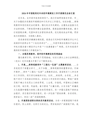 2024年市国税局近年来软环境建设工作开展情况总结汇报