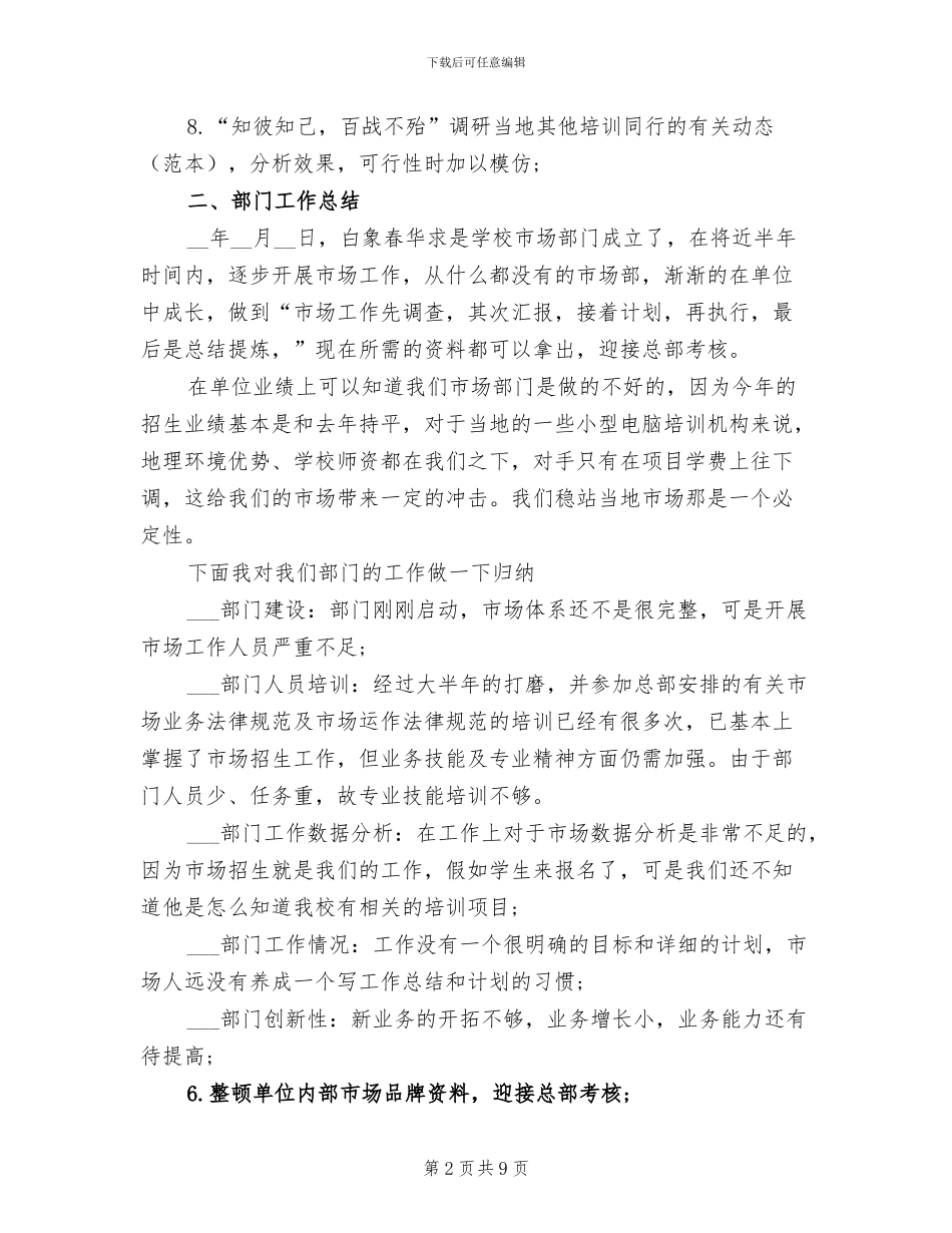 2024年市场专员个人总结_第2页
