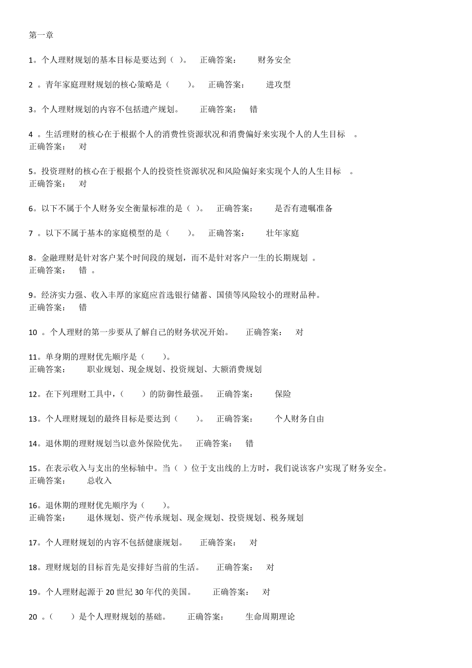 理财学各章试题_第1页