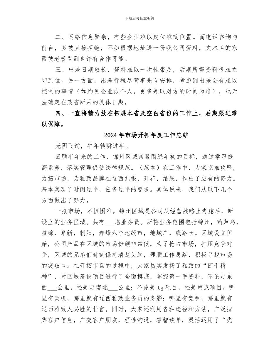 2024年市场开拓工作总结范本_第2页