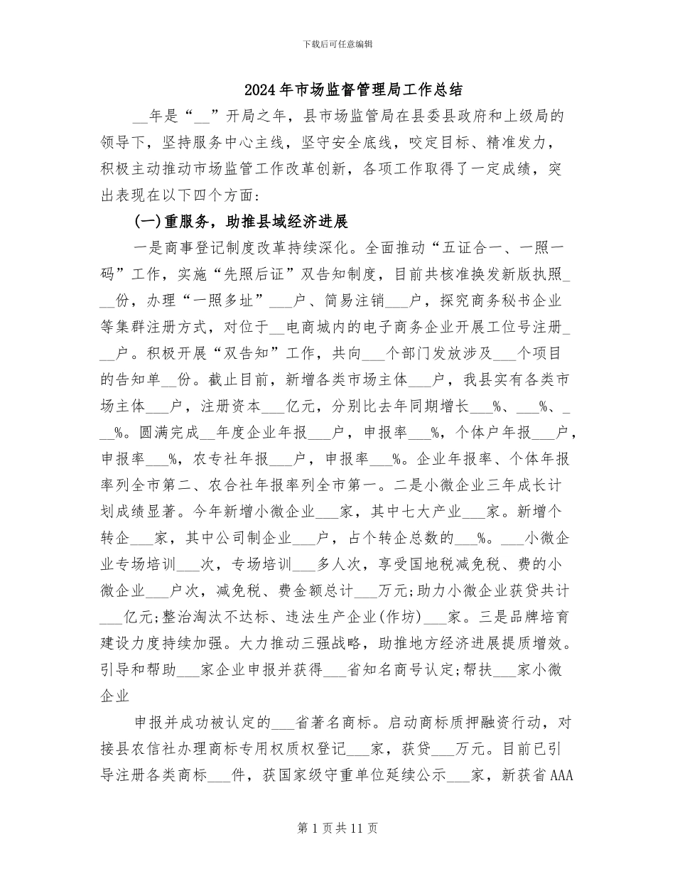 2024年市场监督管理局工作总结_第1页