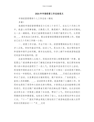 2024年市场经营工作总结范文
