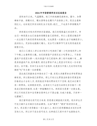 2024年市场营销学实训总结报告