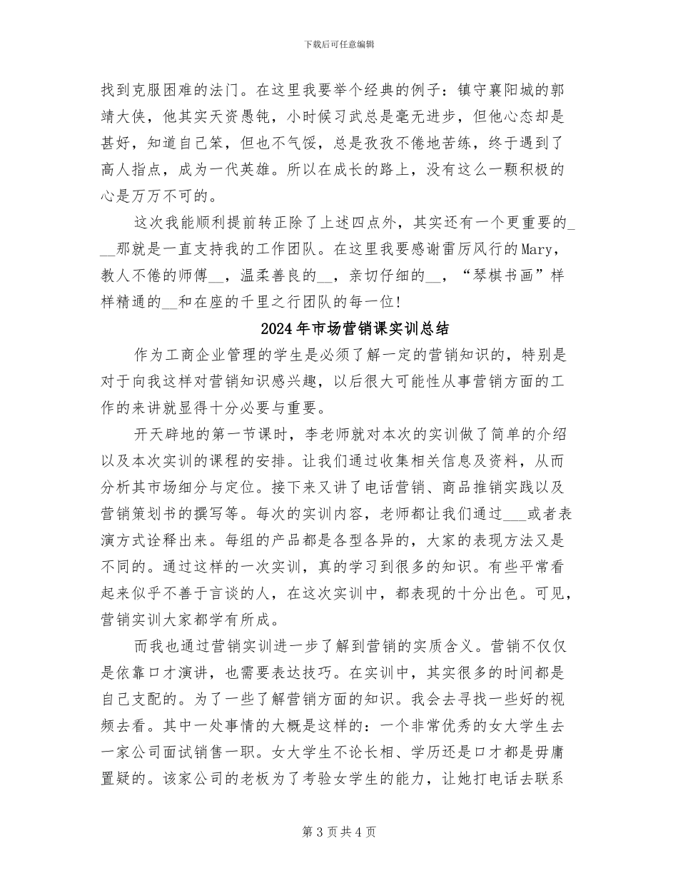 2024年市场营销试用期工作总结范文_第3页