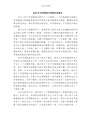 2024年市场调查与预测总结报告