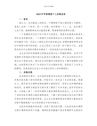 2024年市场调查个人实践总结