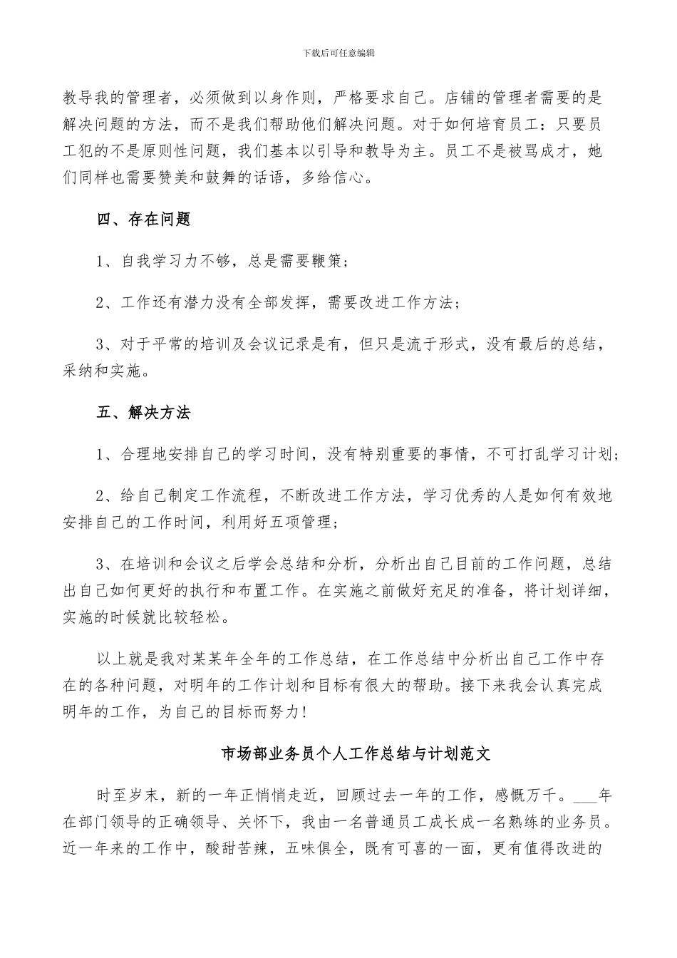 2024年市场部业务员个人工作总结与计划范文_第2页