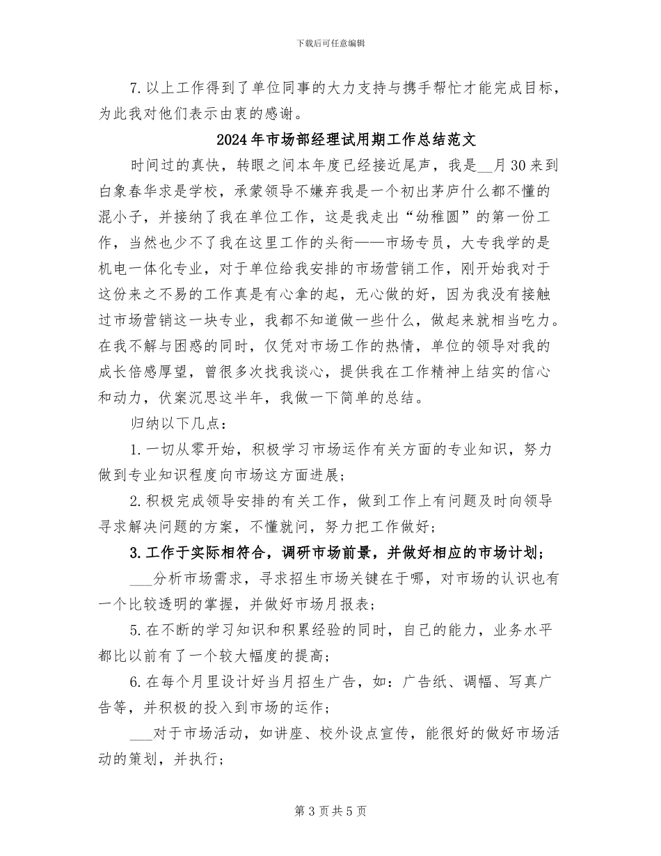 2024年市场部经理试用期工作总结_第3页