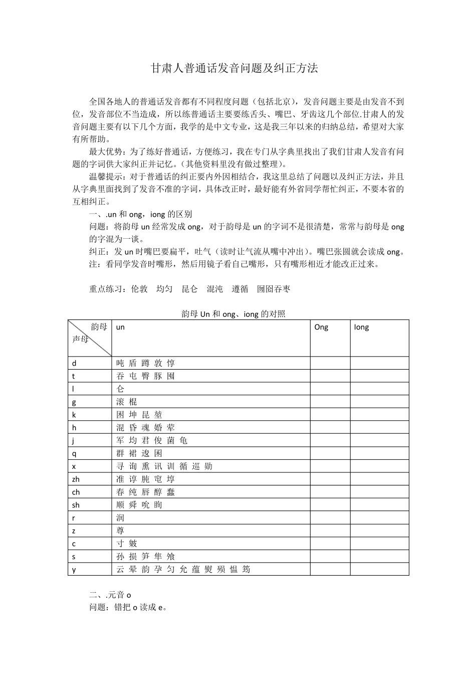 甘肃人普通话发音问题及纠正方法_第1页
