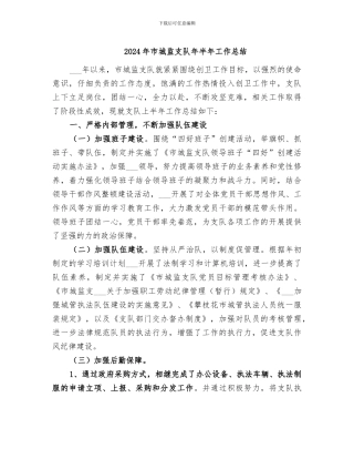 2024年市城监支队年半年工作总结