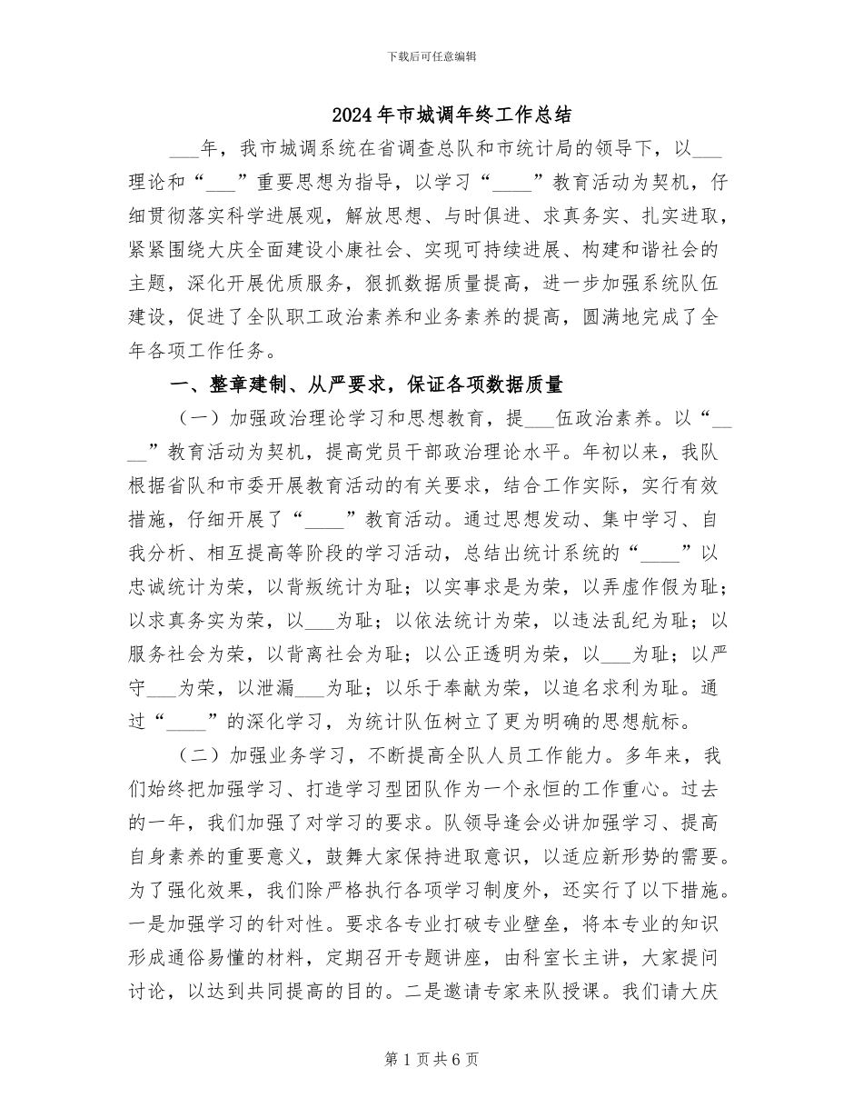 2024年市城调年终工作总结_第1页