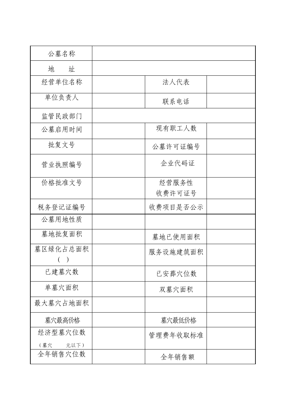 甘肃省公墓年检登记表_第2页
