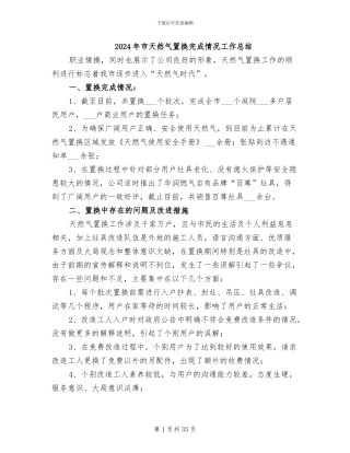 2024年市天然气置换完成情况工作总结