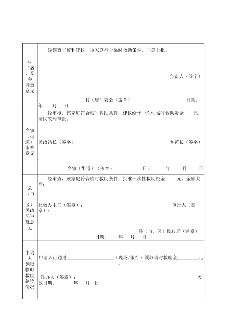 甘肃省城乡居民临时救助申请表A4_第3页