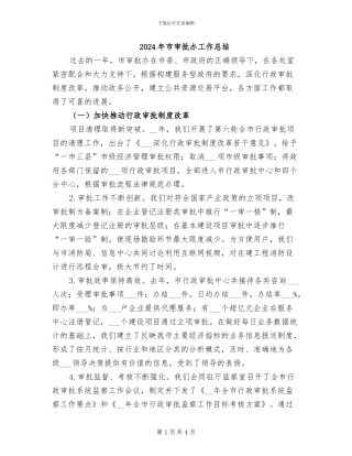 2024年市审批办工作总结