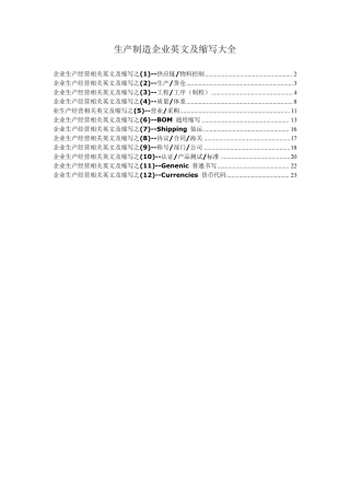 生产制造企业英文及缩写大全