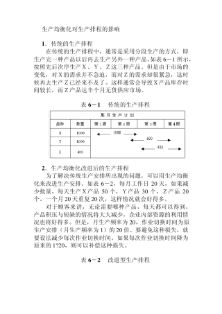 生产均衡化对生产排程的影响