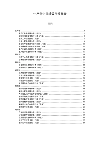 生产型企业绩效考核样表