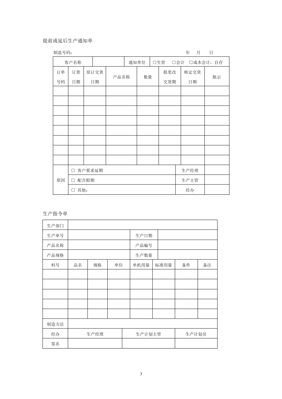 生产型工厂各部门流程和表单_第3页