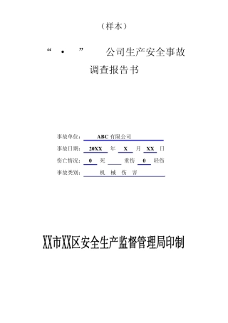 生产安全事故调查报告书
