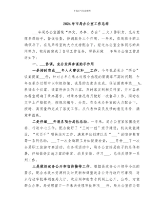 2024年市局办公室工作总结