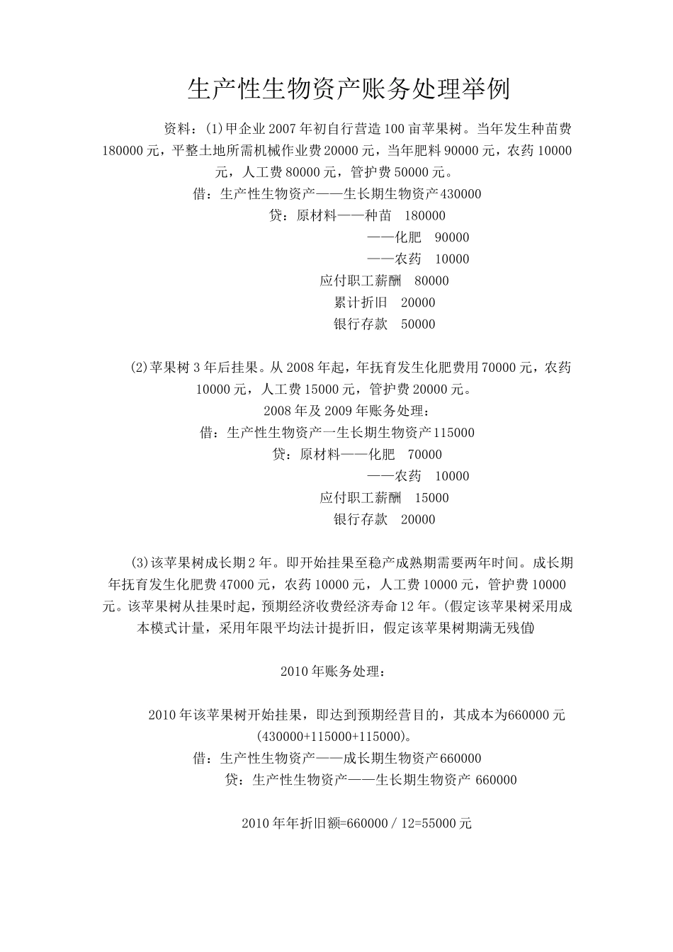 生产性生物资产账务处理举例_第1页