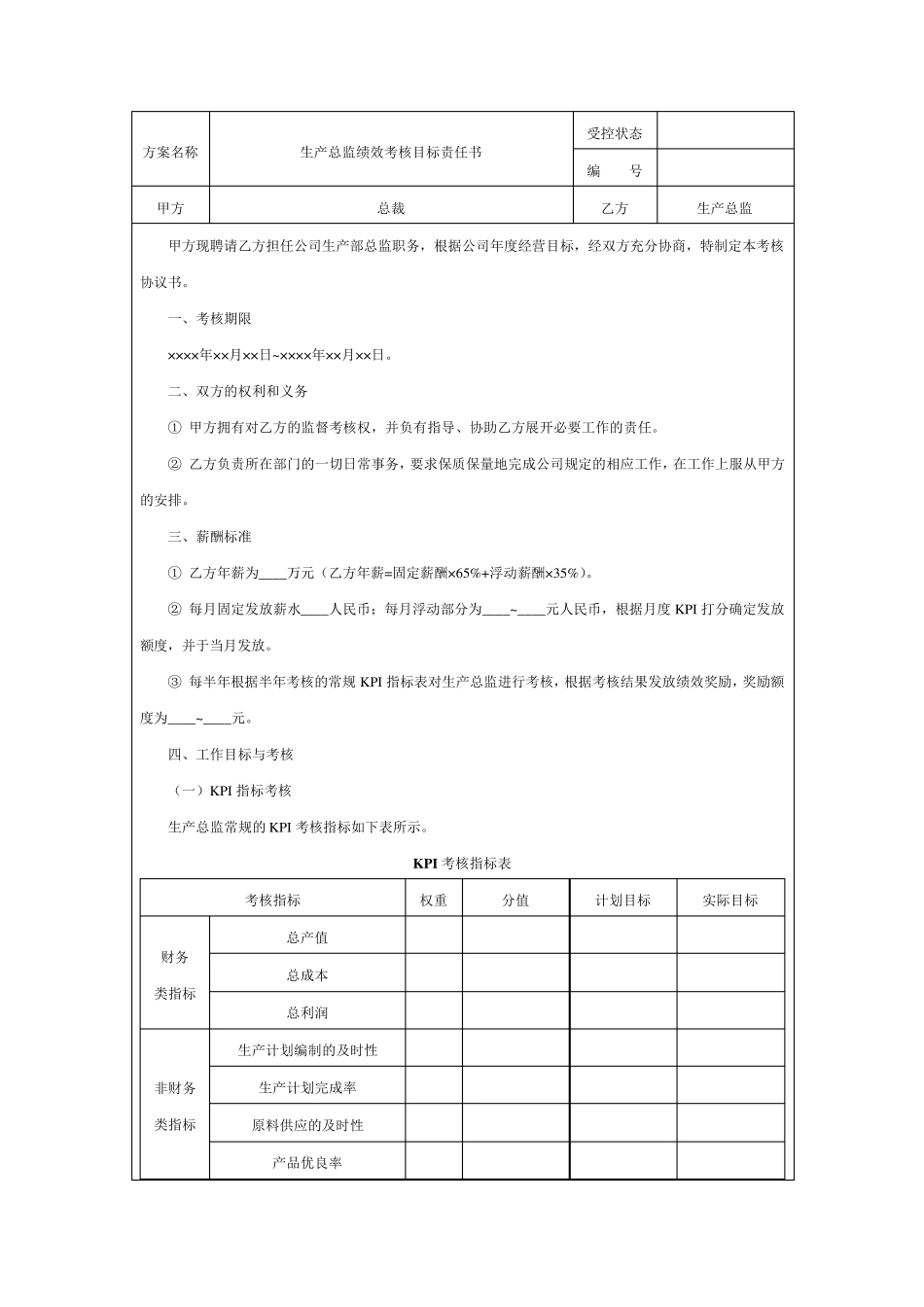 生产经理绩效考核KPI指标量表_第2页