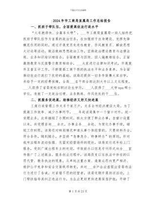 2024年市工商局直属局工作总结报告