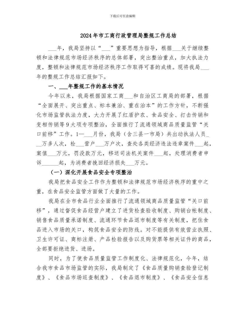 2024年市工商行政管理局整规工作总结_第1页