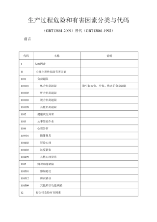 生产过程危险和有害因素分类与代码(GBT138612009)