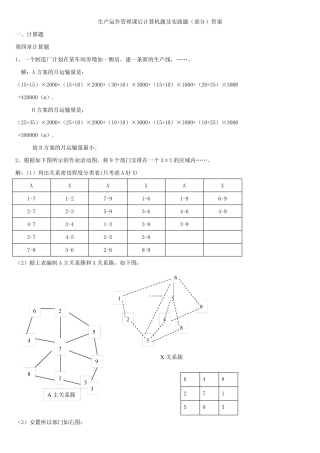 生产运作管理课后计算机题及实践题(部分)答案