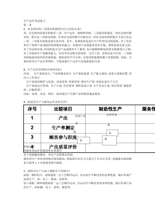 生产运作考试复习