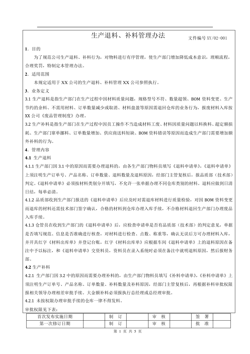 生产退料、补料管理办法_第1页