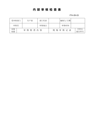 生产部内审检查表