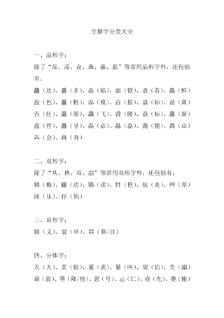 生僻字分类大全