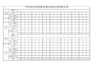 生化仪仪器比对试验结果记录及分析报告表