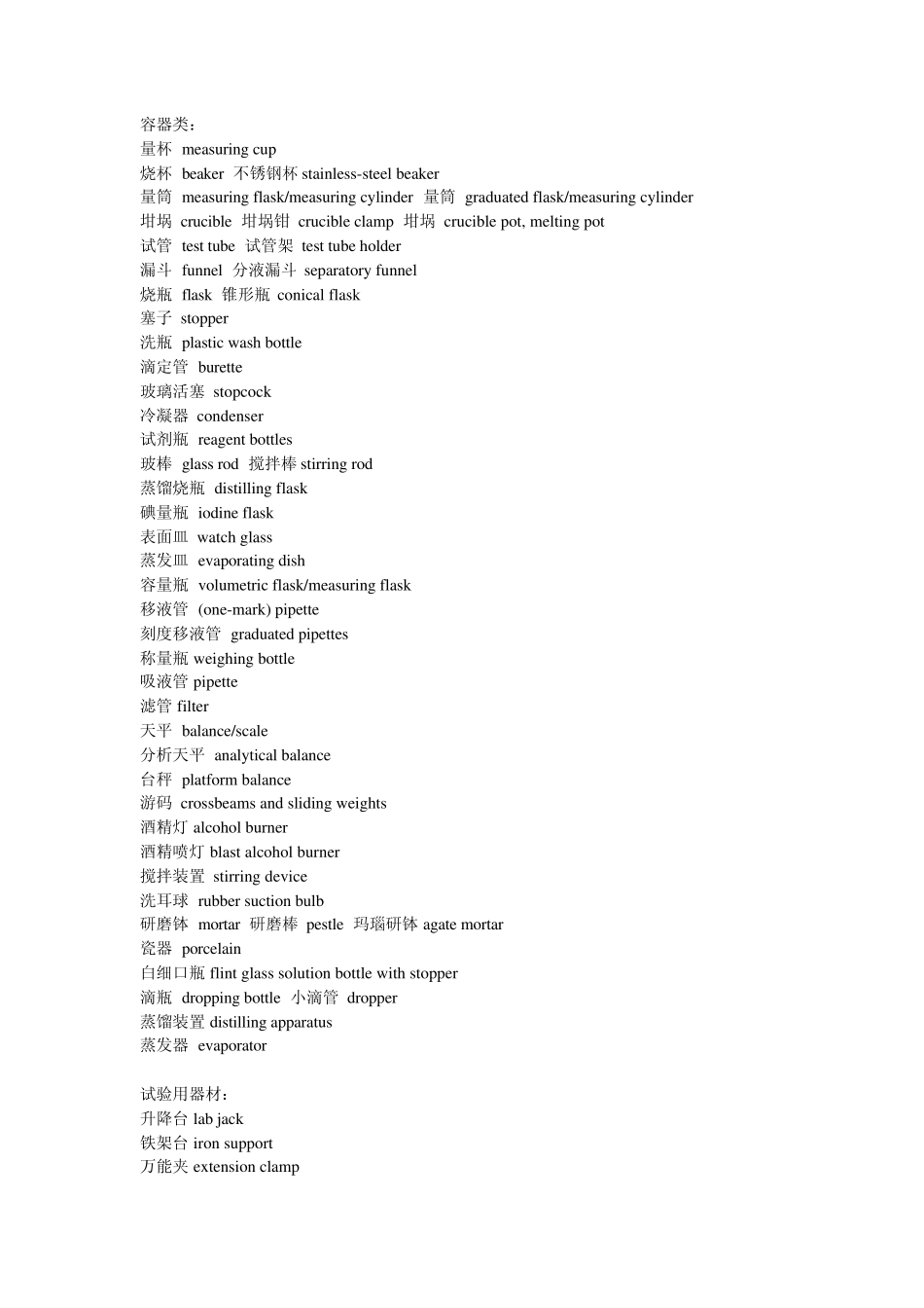 生化实验室仪器名称中英文对照_第1页