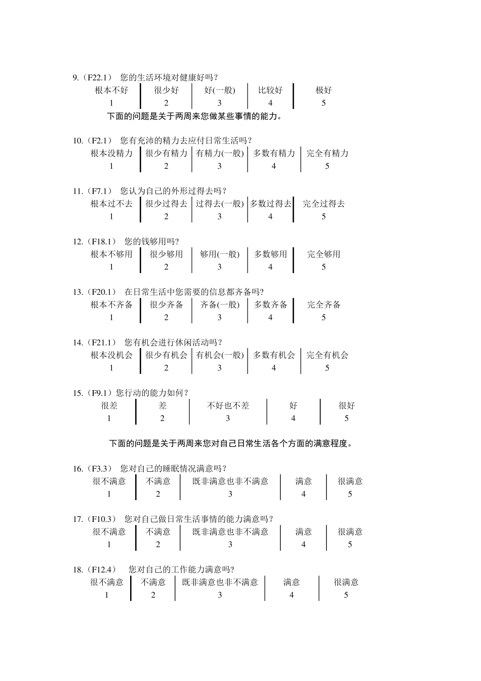 生存质量测定量表简表_第2页