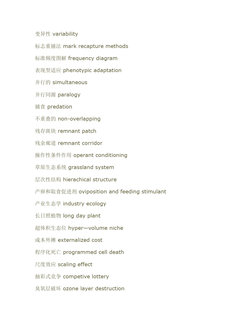 生态学(双语)专业英语单词_第2页