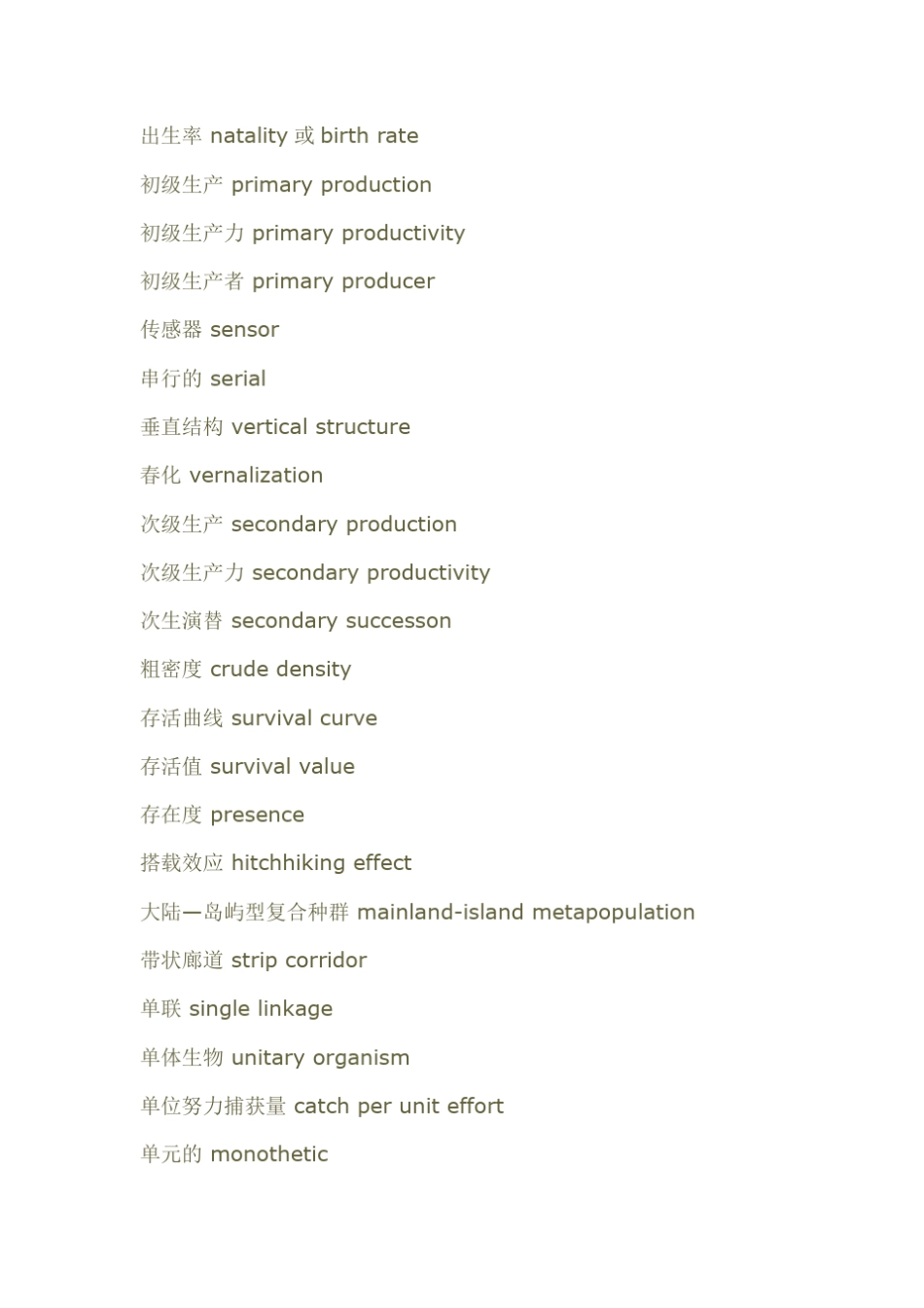生态学(双语)专业英语单词_第3页