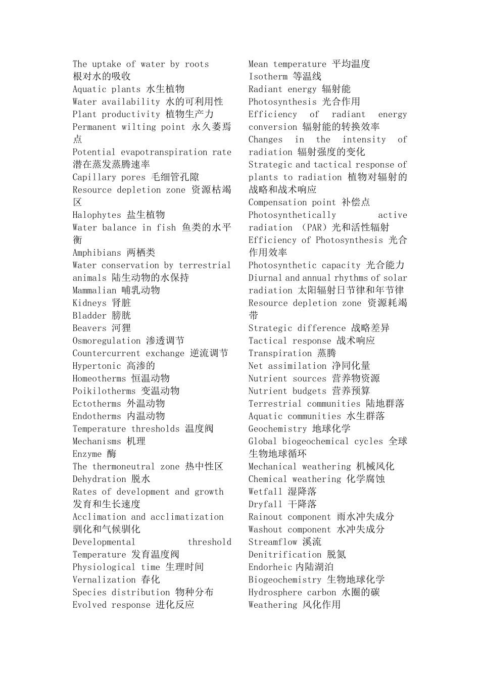 生态学专业术语英汉对照2_第2页